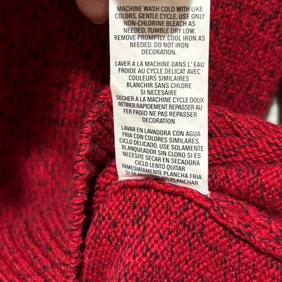 Chaps Quarter Zip Pullover Red Knit Winter Christmas Sweater Boy's Large 14/16 - Picture 7 of 8